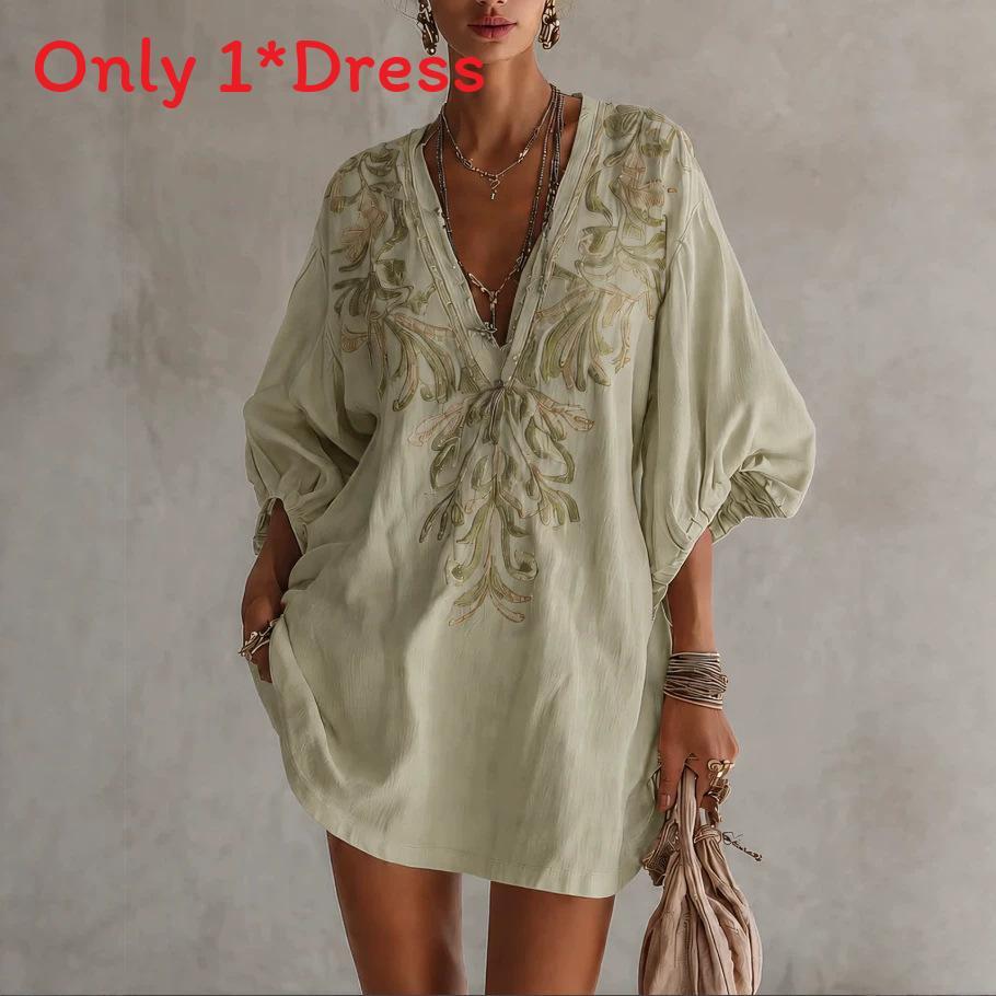 Street Style Mini Dress With Deep V Neck Floral Print For Summer Casual Wear
