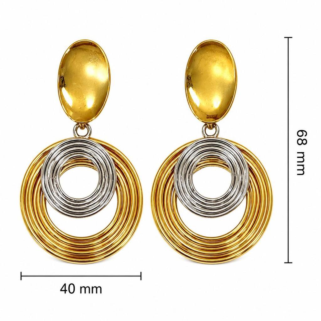 Europe & US Bold Multi-Layer Metal Circle Dangle Earrings, Stainless Steel Fashion Statement