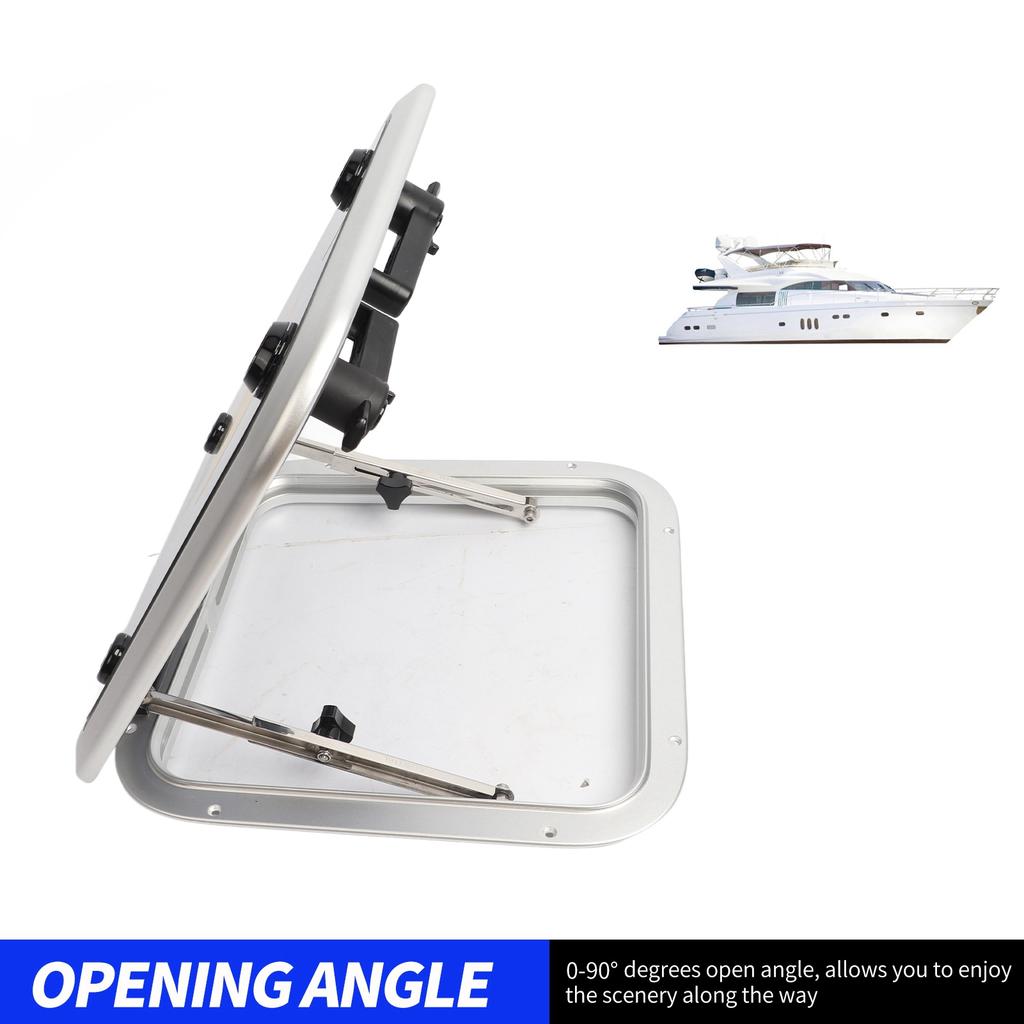 Boat Ventilation Hatch Window Heavy Duty 360x360mm Grey Tempered Glass  Push Out Deck Porthole Anti Oxidation for Yacht