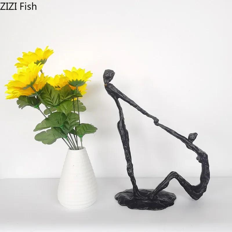 Double Figures Dancer Statue Desk Decoration Modern Crafts Ornaments Abstract Character Metal Sculpture Room Aesthetic Decor