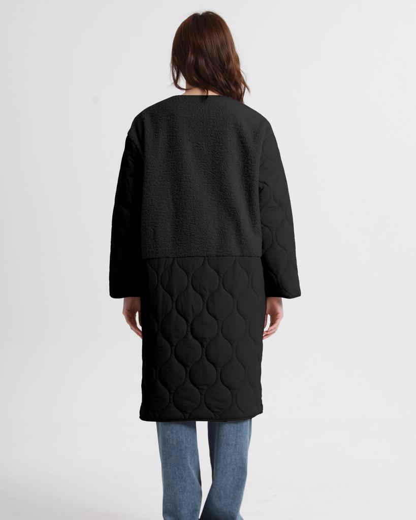 YAMANMAN Quilted Long and Long Outerwear with Contrast and Fabric and Perfect for Cold Free Women's Coat, Padded, Docking, Comfortable, Lightweight,