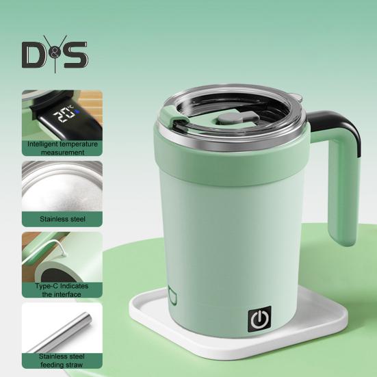 Automatischer Rührbecher 380ml Elektrischer Magnetrührer Edelstahl Kaffeetasse LED-Anzeige Isolierter Reisebecher Milchshake-Maker