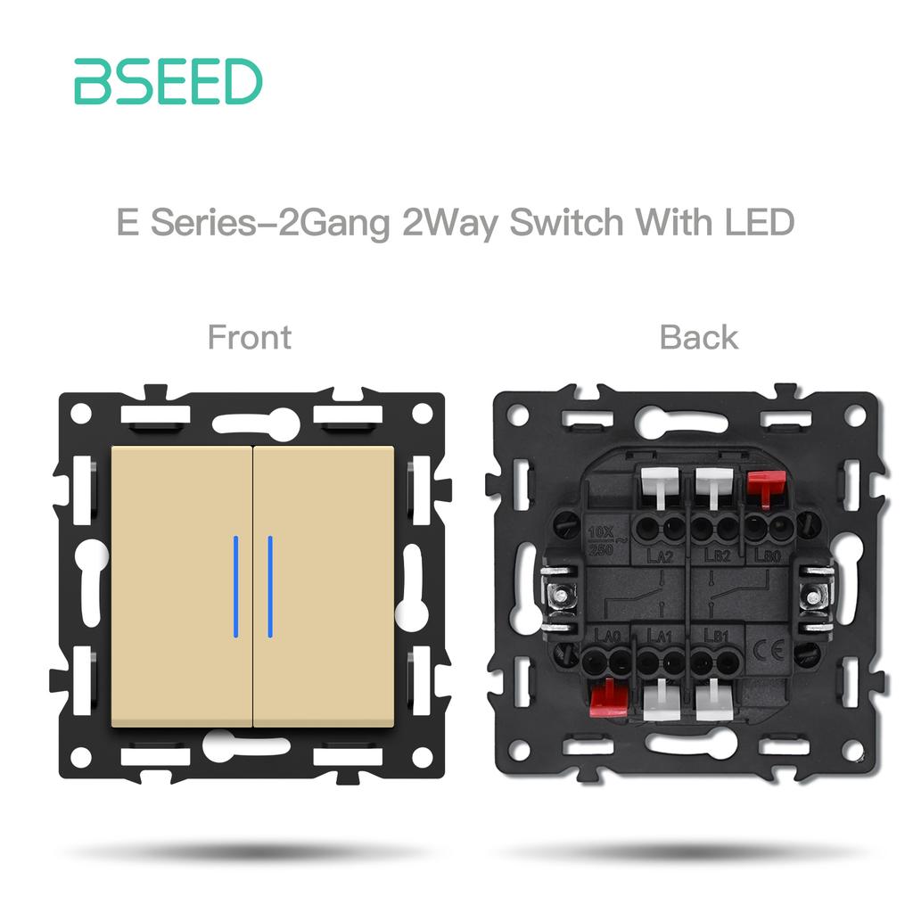 BSEED Button Switch DIY Modules Light Switch Parts Gold Glass Frame DIY Combination Wall Sockets CAT6 USB-C Charge Key E-Series