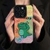 Vertical Grain Leather Cartoon Printed Soft Silicone Phone Case Back Cover with Camera Lens Full Protection for iPhone