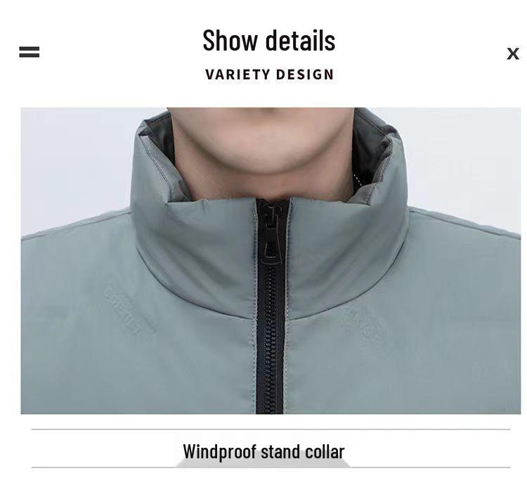 Men's White Duck Down 80% Lightweight Stand Collar Vest - Fashionable, Versatile, and Warm.