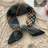 70x70cm Lightweight Square Scarf Women Vintage Black Floral Print Silk-Feel Neck Wrap UV Protection Stylish Accessory
