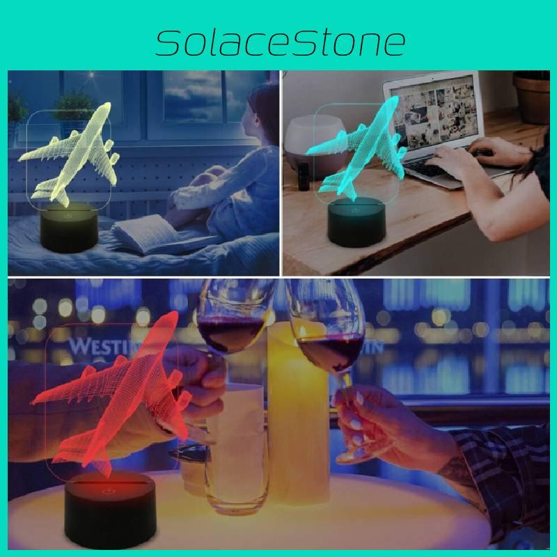 Night 3d Airplane Light Kids Bedside Lamp 16 Colors Changing With Control Remote