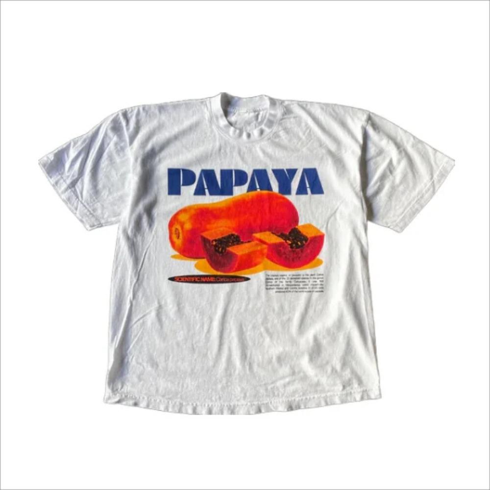 Summer New Y2K Classic Tomato Print White Round Neck Pure Cotton T-shirt Couple T-shirt Harajuku Top Women's Wear