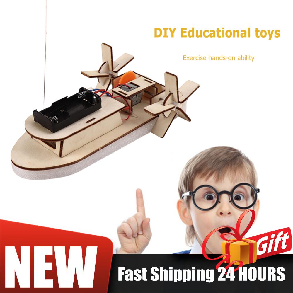 1Set DIY Science Toy Kids DIY Paddle Wheel Ship Assembling Model Educational Teaching Kit Experiment DIY Paddle Wheel Ship Model