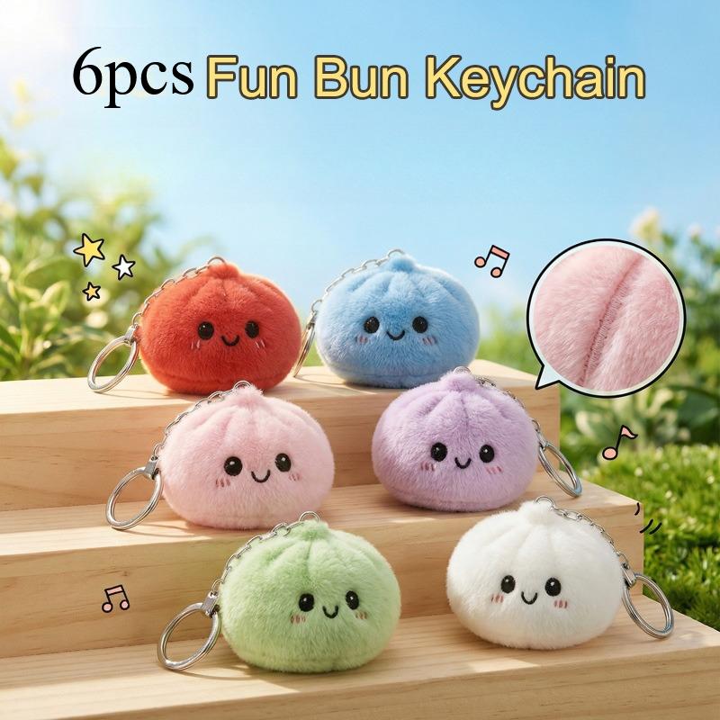 Funny Dumplings Keychains Simulated Dumpling Keyring Stress Relief Keychain for Bag Backpack Accessories Hanging Ornament