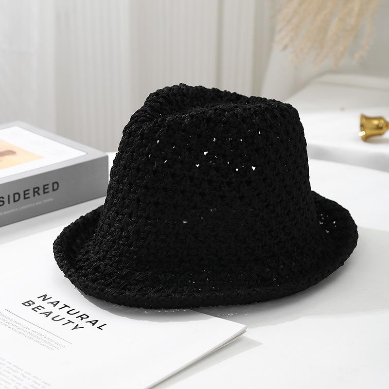 Outdoor 2025 new hollow bucket hat summer breathable sunscreen hat women's thin sunshade quick-drying bucket sun hat straw hat