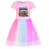 5574 Kid Girls Casual Roblox Game Printed Mesh Rainbow Dress