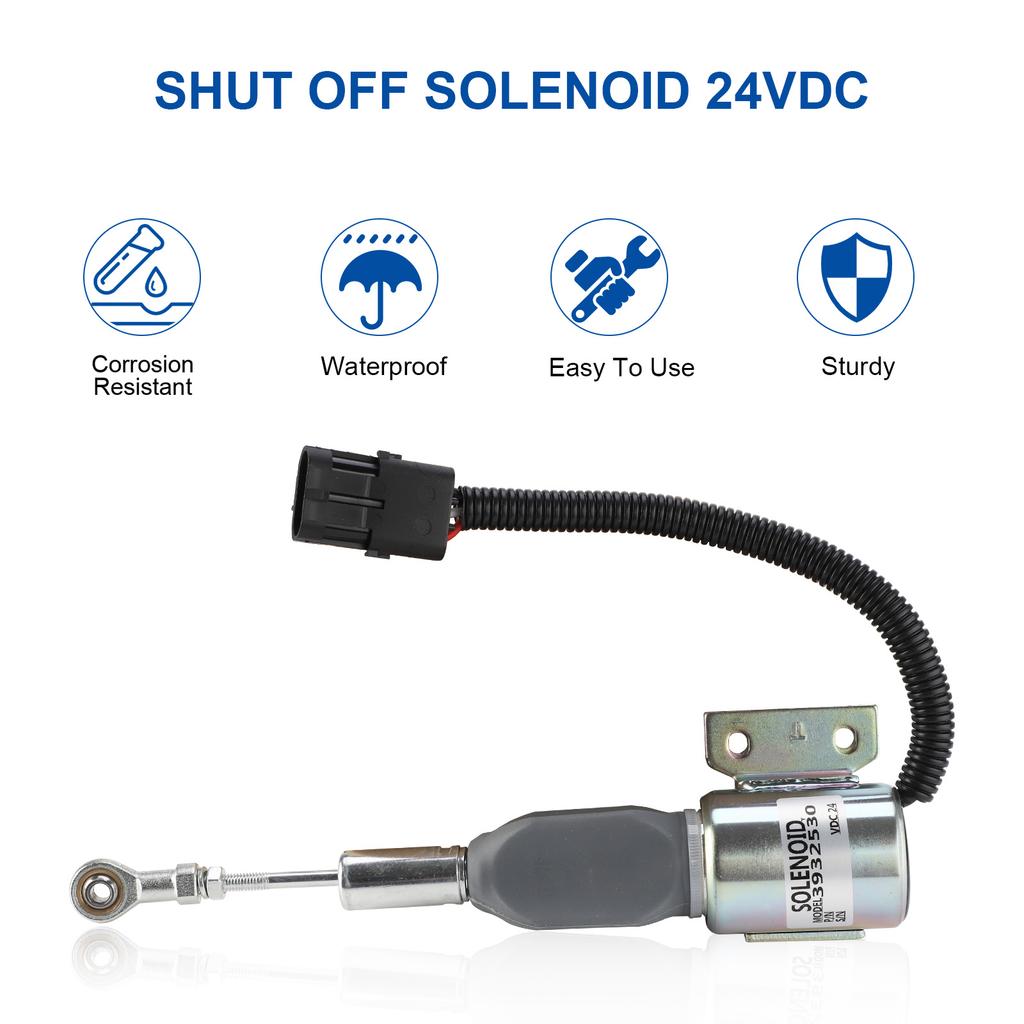 3932530 24V Diesel Engine Shut Off Solenoid SA-4756-24 for Cummins 4BT, 6BT5.9 Excavator