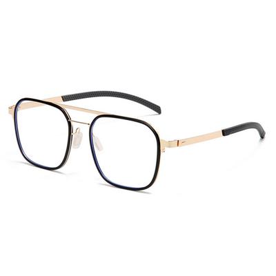 Business Fashion Large Frame Glasses Metal Frame Prescription Eyeglasses Ultra Elastic Memory Lightweight Trendy Unisex