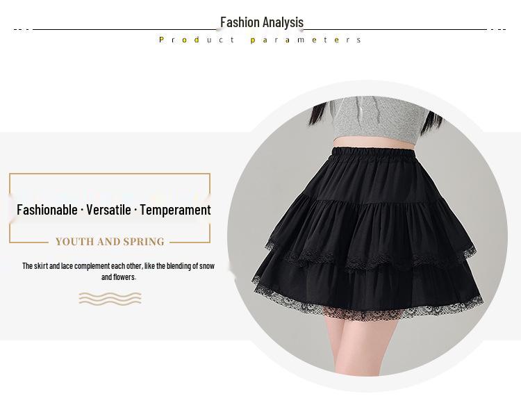 New Petite French Ballet A-line Fluffy Lace Pleated Skirt
