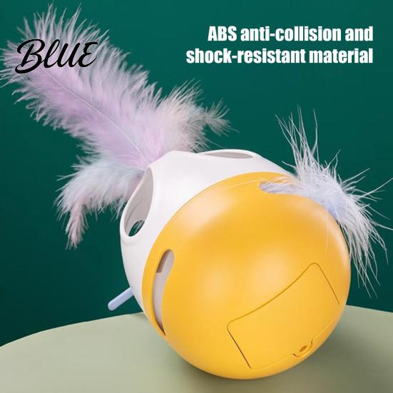 Automatic Motion Activated Kitten Toys Interactive Cat Wobble Toy 360 Degree Rotating Feather Chirping Pet Sound Touch Toy for Indoor Cats Pouncing