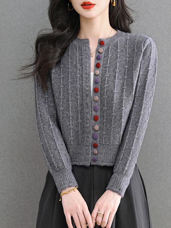 Counter Brand Women's Wool Knit Cardigan Short Jacket - Loose Fit, Autumn/Winter 2025 Style