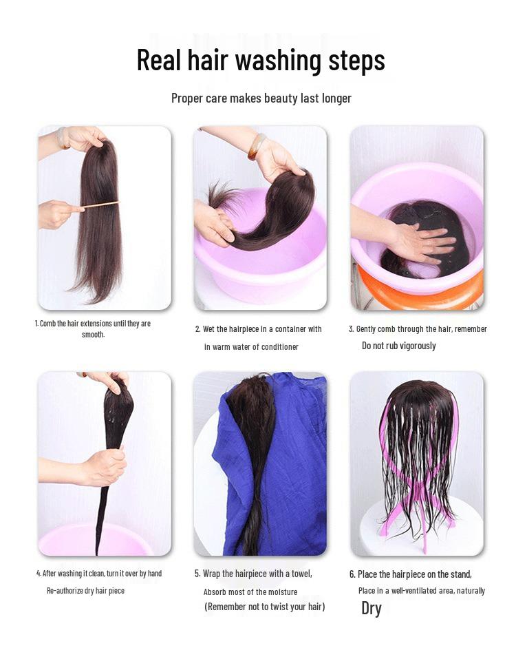 Fluffy Volume Boost Real Human Hair Extensions for Women – Seamless Air Bangs & Bald Spot Coverage