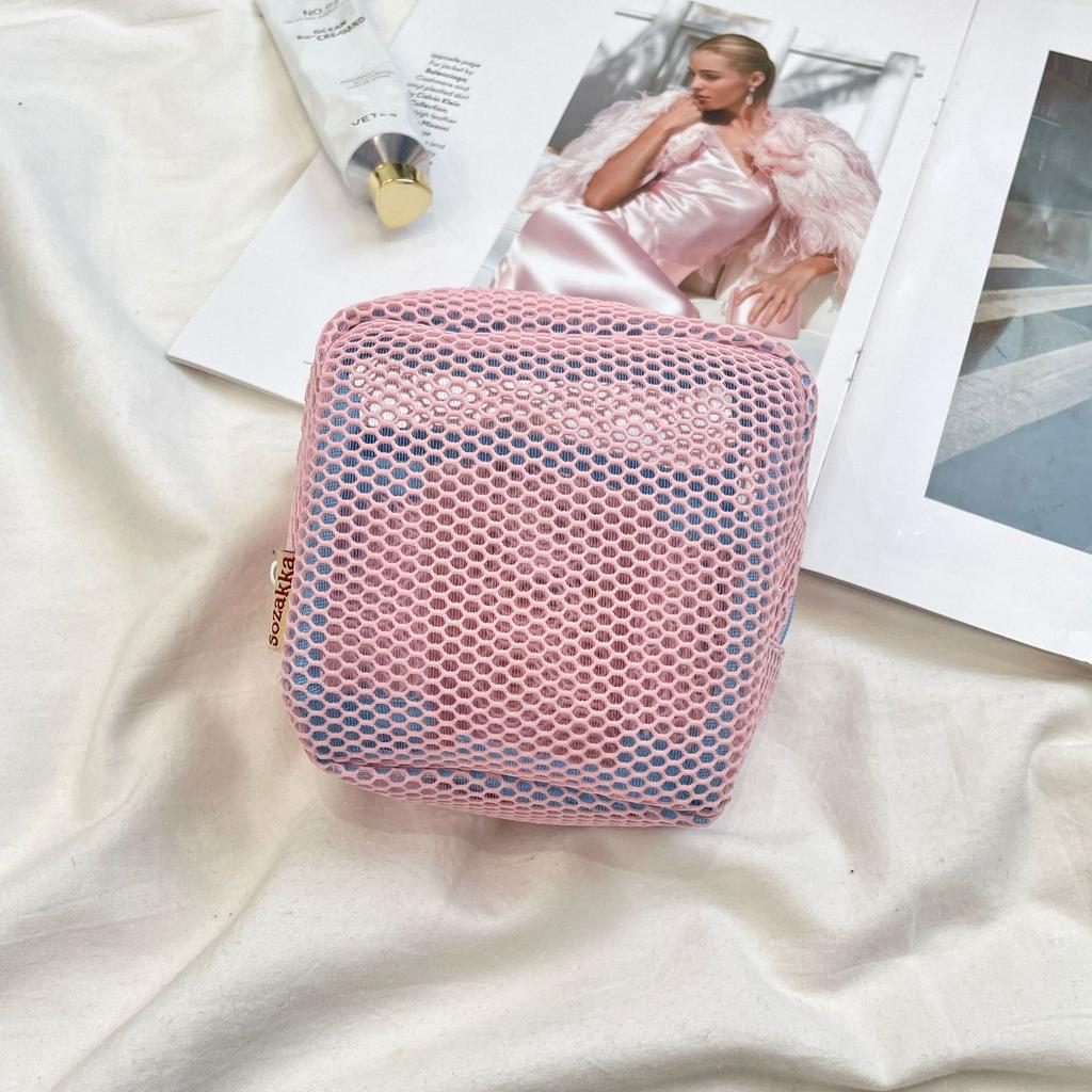 3263 Dopamine Small Square Bag Mini Cosmetic Bag Portable Mesh Lipstick Storage Bag Sanitary Bag Change Bag