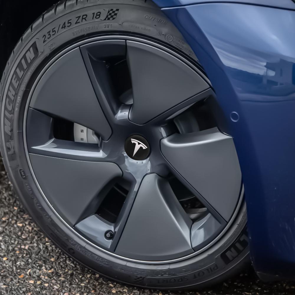 AKW1 4pcs 56mm Car Wheel Center Hub Stickers Cap Emblem Cover For Tesla Model 3 Model S Model X Y Juniper Roadster Wye Accessories
