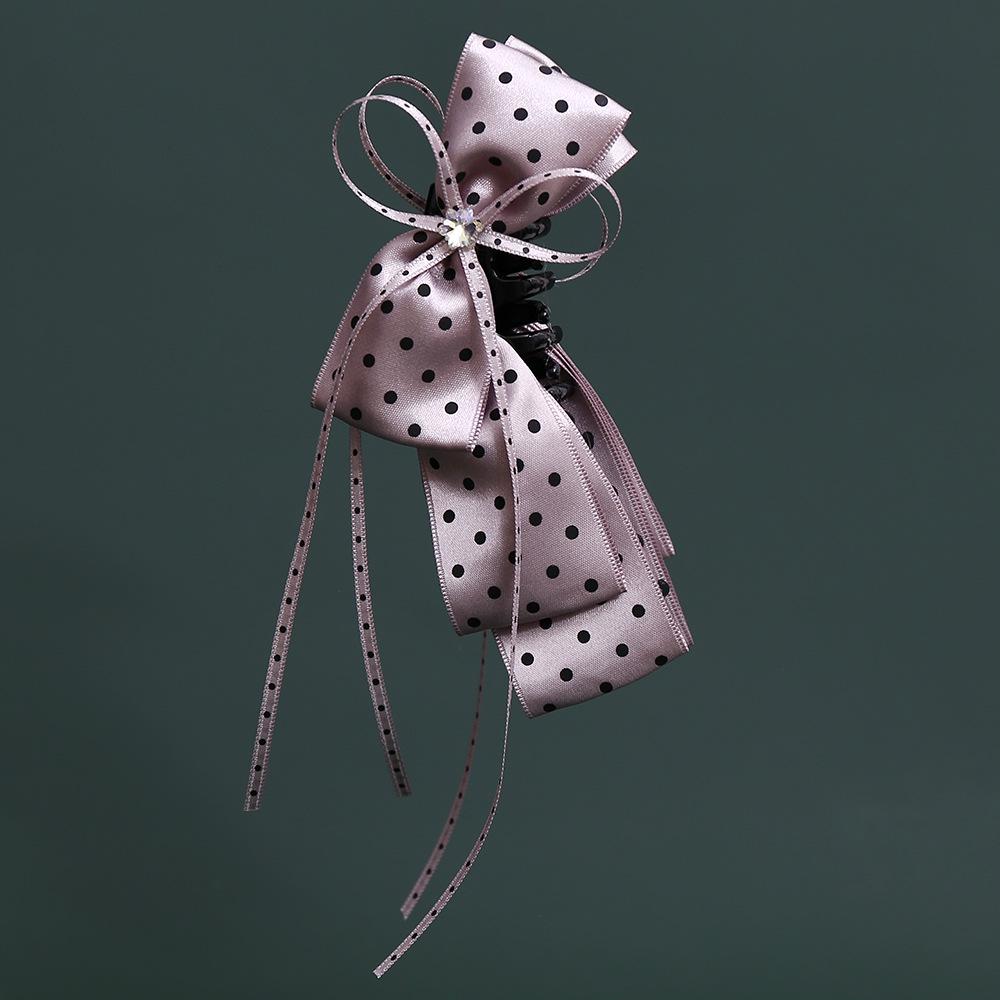 Elegant Polka Dot Bow Banana Clip - Sweet Heart Style Hair Accessory for Half-Up Updos (2026)