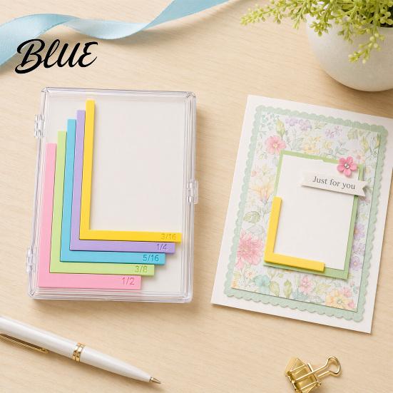Paper Stack Alignment Tool Crafting Guides with Storage Case 5 Pcs Color-Coded L-Shaped Corner Spacers Size Tabs for Card Making Scrapbooking