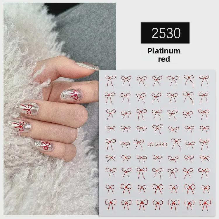2025 Black & White Ribbon Bow Nail Stickers: Trendy Celebrity Designs