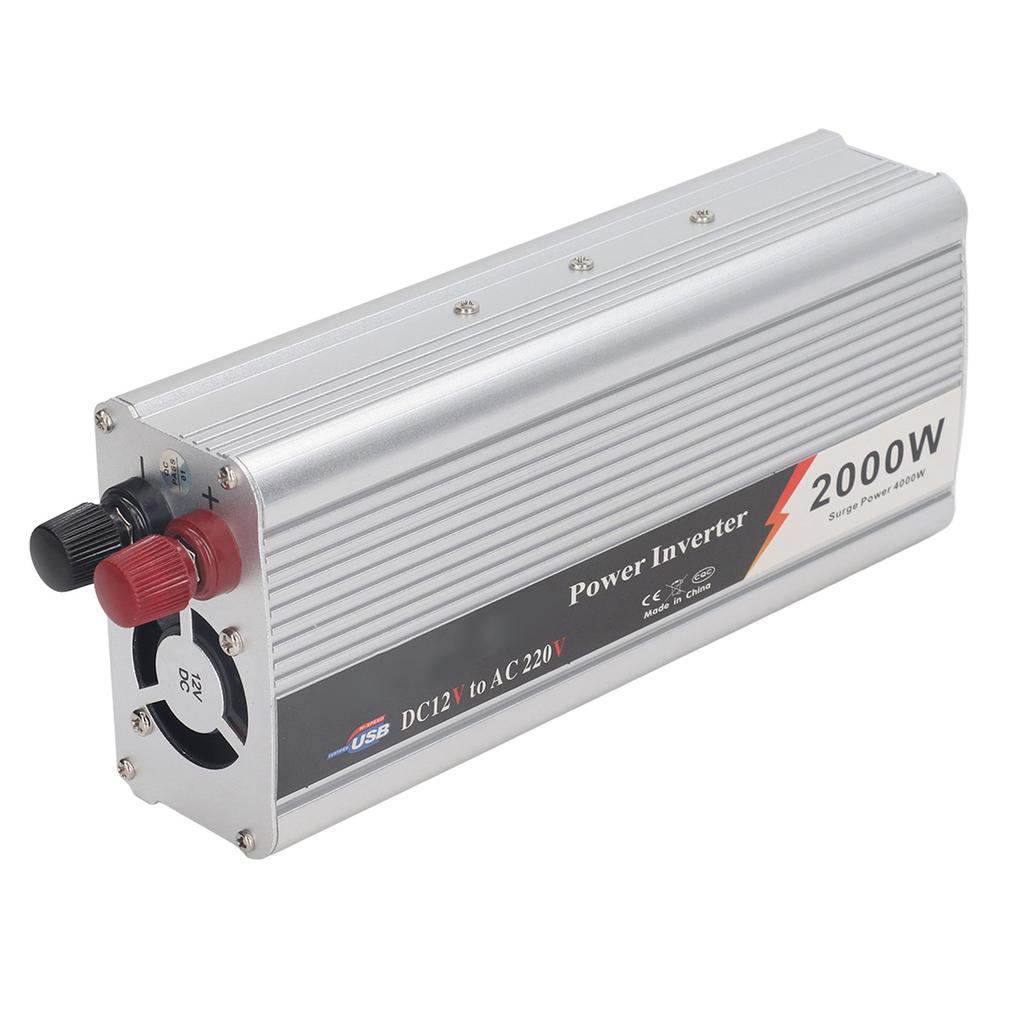 Car Power Inverter 2000W DC 12V To AC 220‑ with 5V USB Output Sine Wave Converter