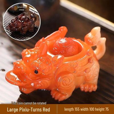 HANDUNYOU Large Resin Spouting Pixiu Tea Pet Ornament