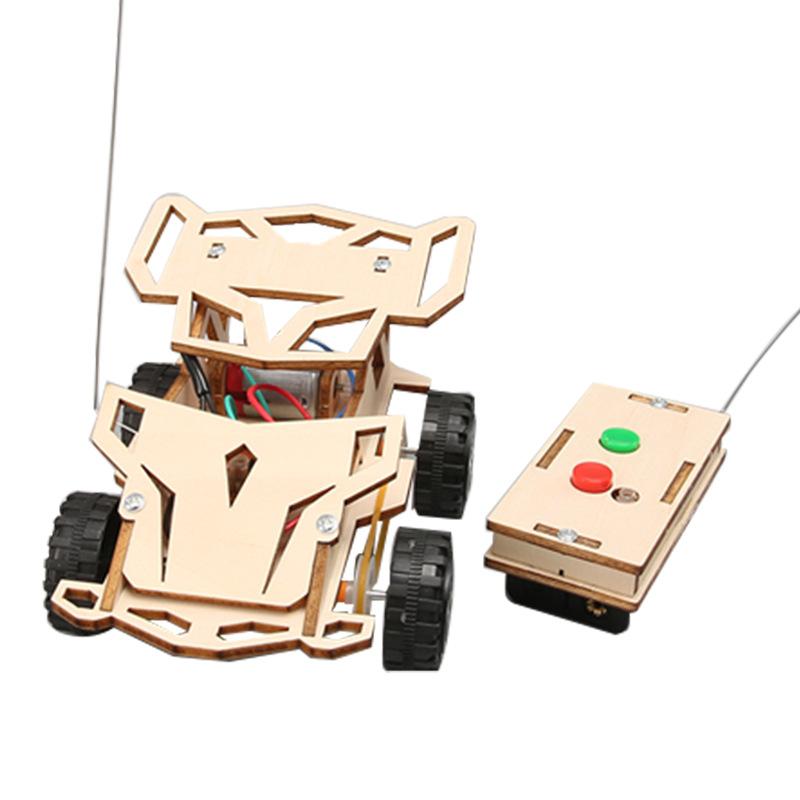 DIY Wooden Remote Control Car Wooden Four Wheel Drive Racing Assembling Science Experiment Kits KIDS STEM Educational Toy