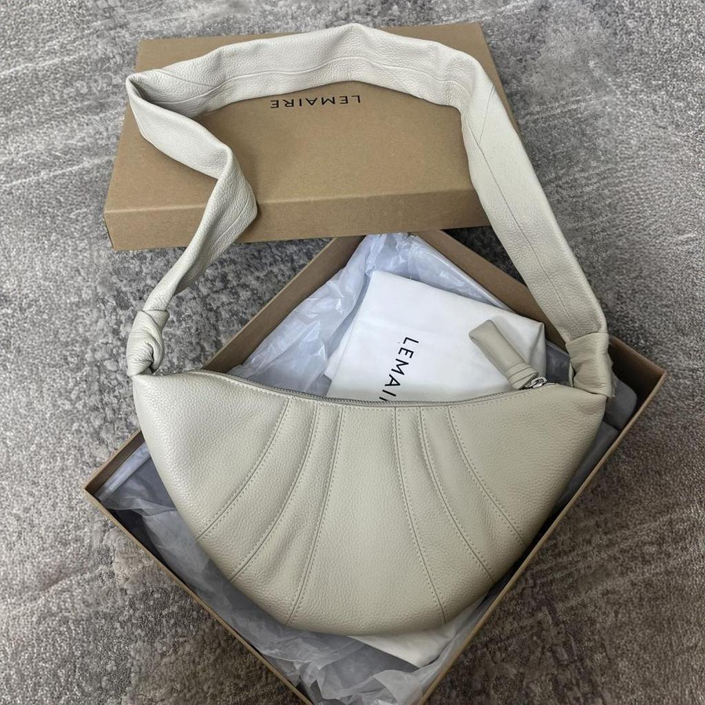 Retro Cowhide Croissant Baguette Handbag - Genuine Leather One-Shoulder Women's Bag