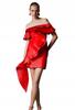 Karen Millen Vestido Rojo Mini Con Volante Y Escote Bardot 40 B1C