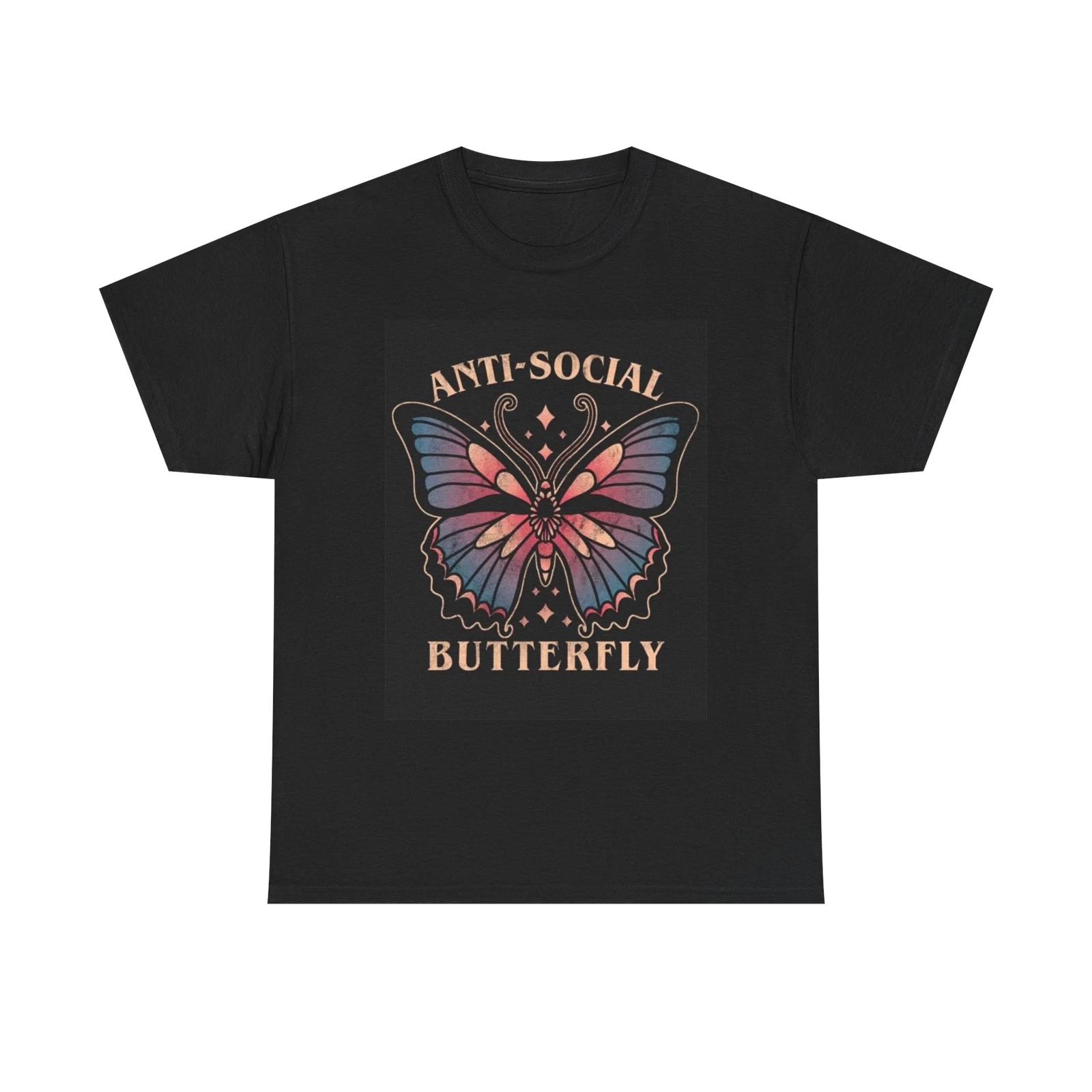 Men s and Women s T-shirts Anti Social Butterfly Graphic XXL