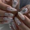 Almond Starry Pattern Nail Stickers - Removable Wearable False Nail Tips.