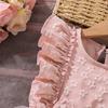 Kids Princess Dress Girls O Neck Wing Sleeve Bowknot Floral Print Embroidery Summer Sweet Birthday Party Clothing