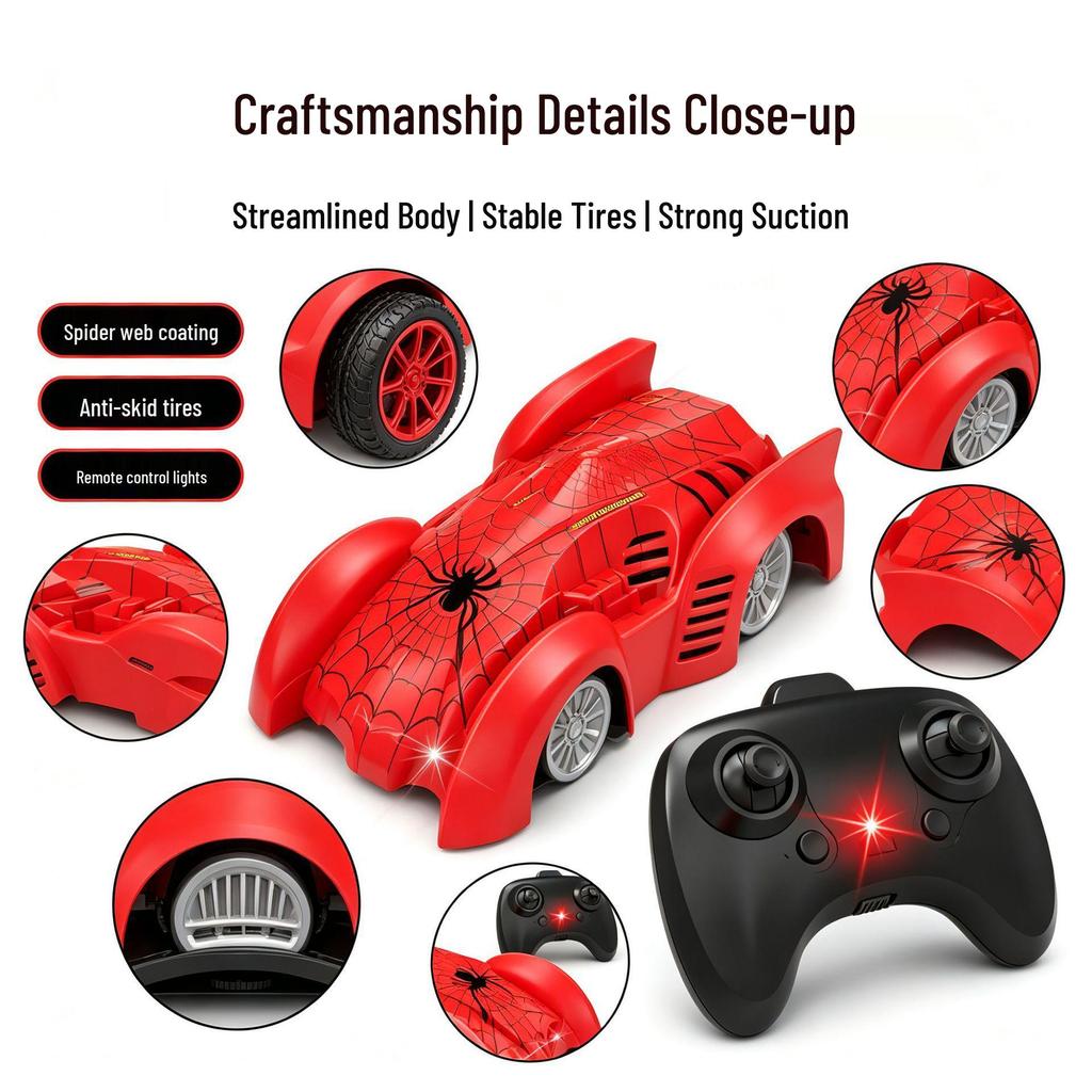 Remote Control Wall-Climbing Drift Car with Lights - Rotating Competition Toy for Kids