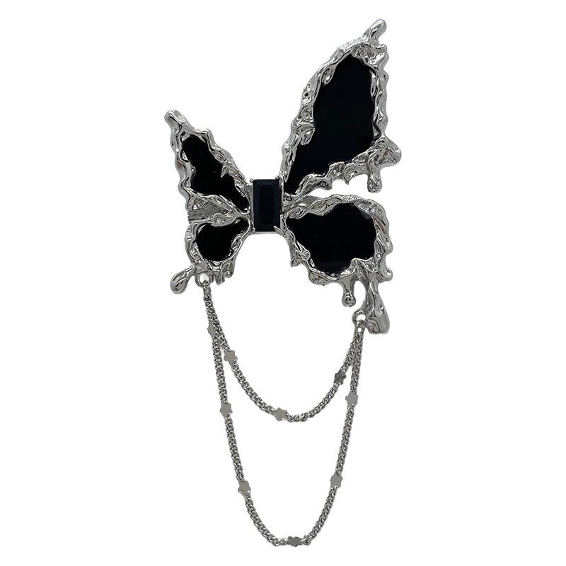 "Černá motýlí brož": Špičkový, chladný nikový design pro bundy a obleky"