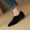 Retro Elastic Thick Heel Deep Mouth Pointed Single Shoes Women's Autumn Black Low Heel Commuter Work Shoes