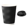 Xidien 14oz Double-Wall Disposable Coffee & Tea Cups with Lids, 100-Pack