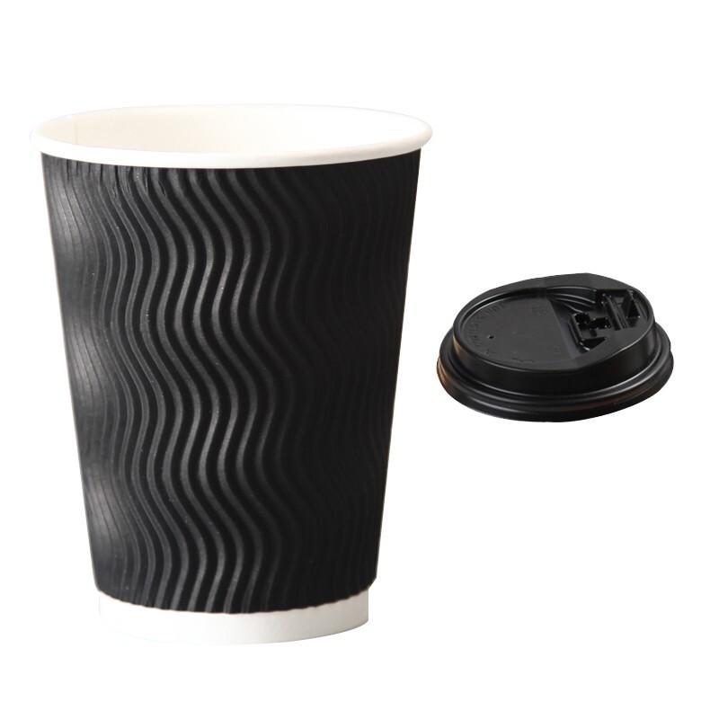 Xidien 14oz Double-Wall Disposable Coffee & Tea Cups with Lids, 100-Pack