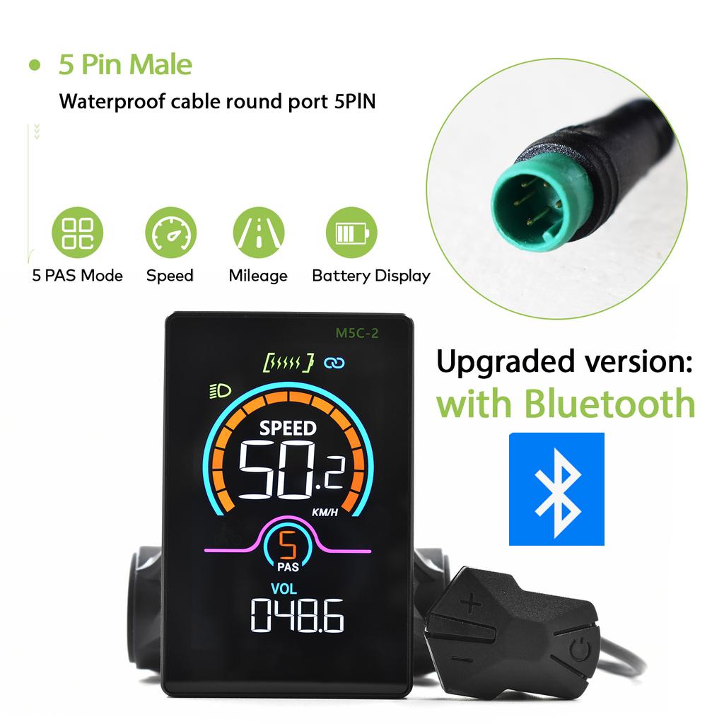 M5C-2 Ebike Display With Bluetooth Mobile Phone Control Electric Bicycle Computer Wired Bicycle Speedometer And Bicycle Odometer2
