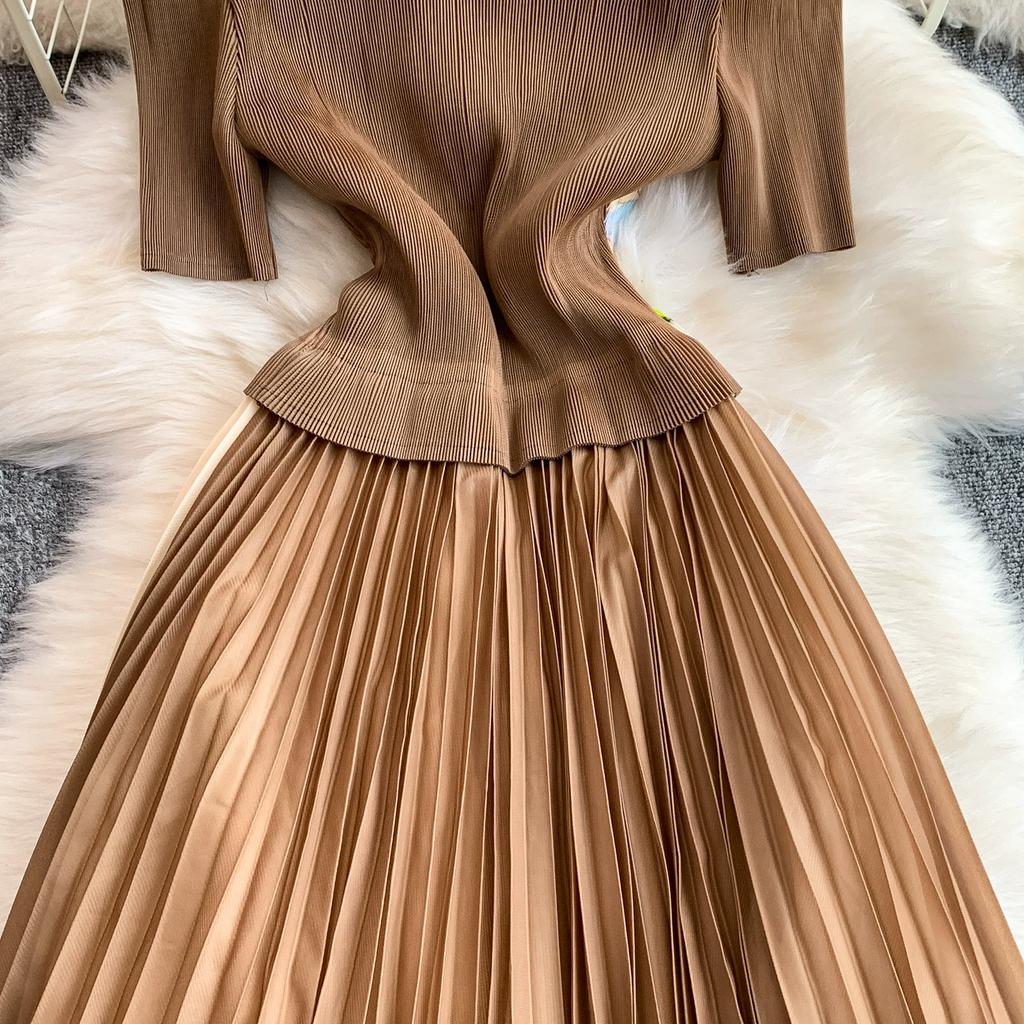 Summer Women Casual Plus Size Miyake Folds Print Beading Lace-up Oversize Loose Long Maxi Pleated Dresses