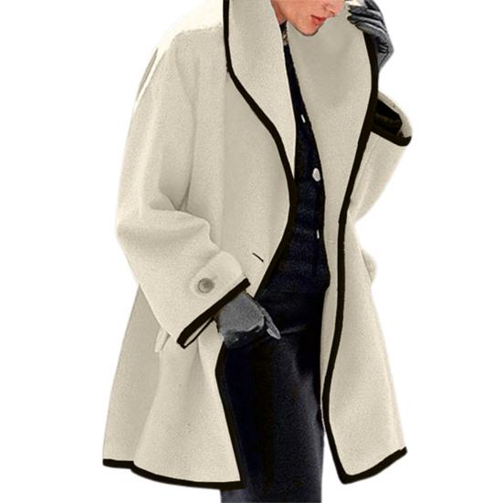 Cappotto da donna in tinta unita allentato con bottone singolo, spesso, caldo, a maniche lunghe, con cappuccio, in lana, capispalla invernale femminile