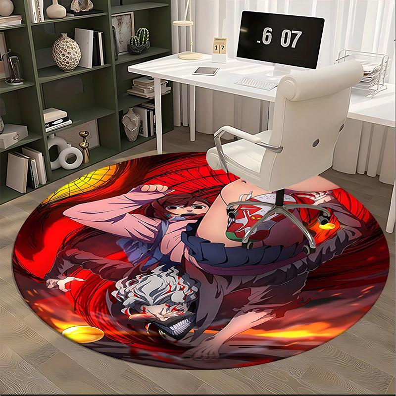 1pc Anime Character with Red Shoes Round Carpet - Office Chair Mat, Non-Slip Rug for Home Decor, Living Room, Bedroom