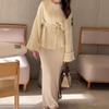 2025 Autumn European & American V-Neck Tie-Waist Short-Sleeve High-Waisted Skirt Set