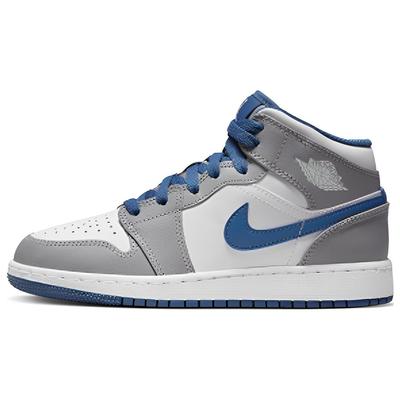 Air 1 Mid GS Cement True Blue Kids Sneakers Grey Cement-Grey White DQ8423-014