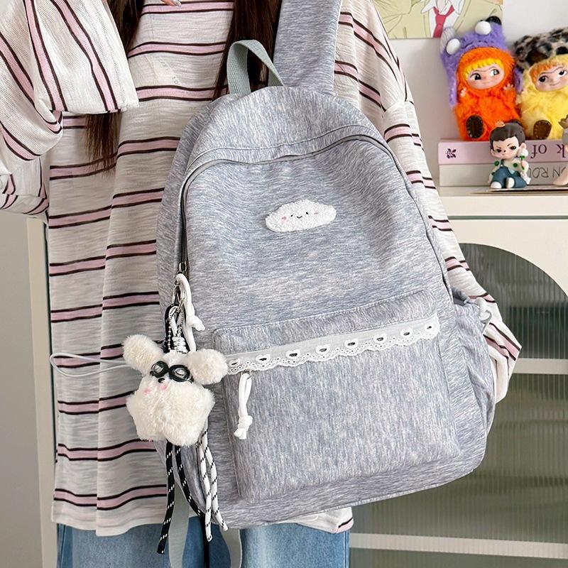 Cute Backpack for Girls Lace Trim Lightweight School Bag for Women Daily Use