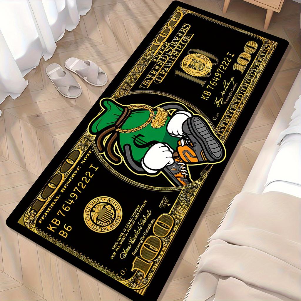 Luxurious Flannel $100 Bill Pattern Carpet - Soft For Living Room And Bedroom - Ideal For Christmas And Thanksgiving Home Decor