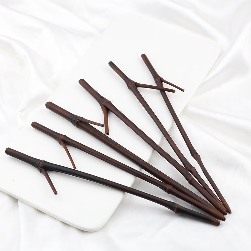 Carbonized Bamboo Hairpin: DIY Ancient Style with Wire-Wrapped Glass Details