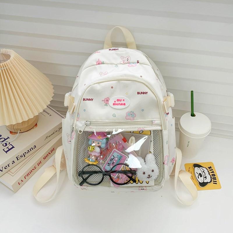 High-value junior high school student schoolbag versatile Japanese pain bag snack transparent backpack cute high school student backpack белый